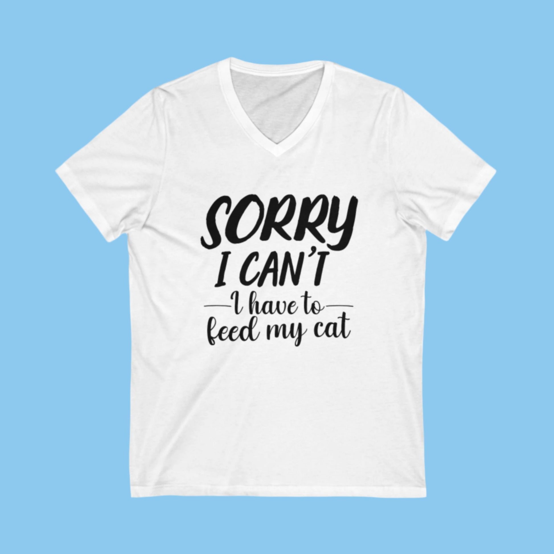 White Feed My Cat V-Neck T-Shirt Unisex