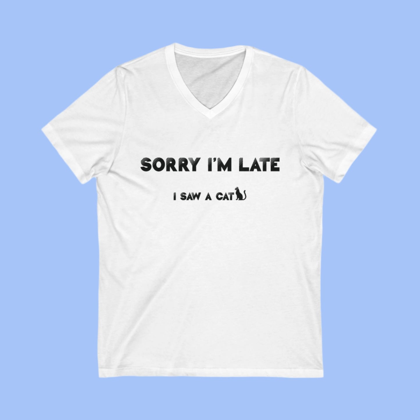 White_I Saw A Cat V-Neck Unisex T-Shirt