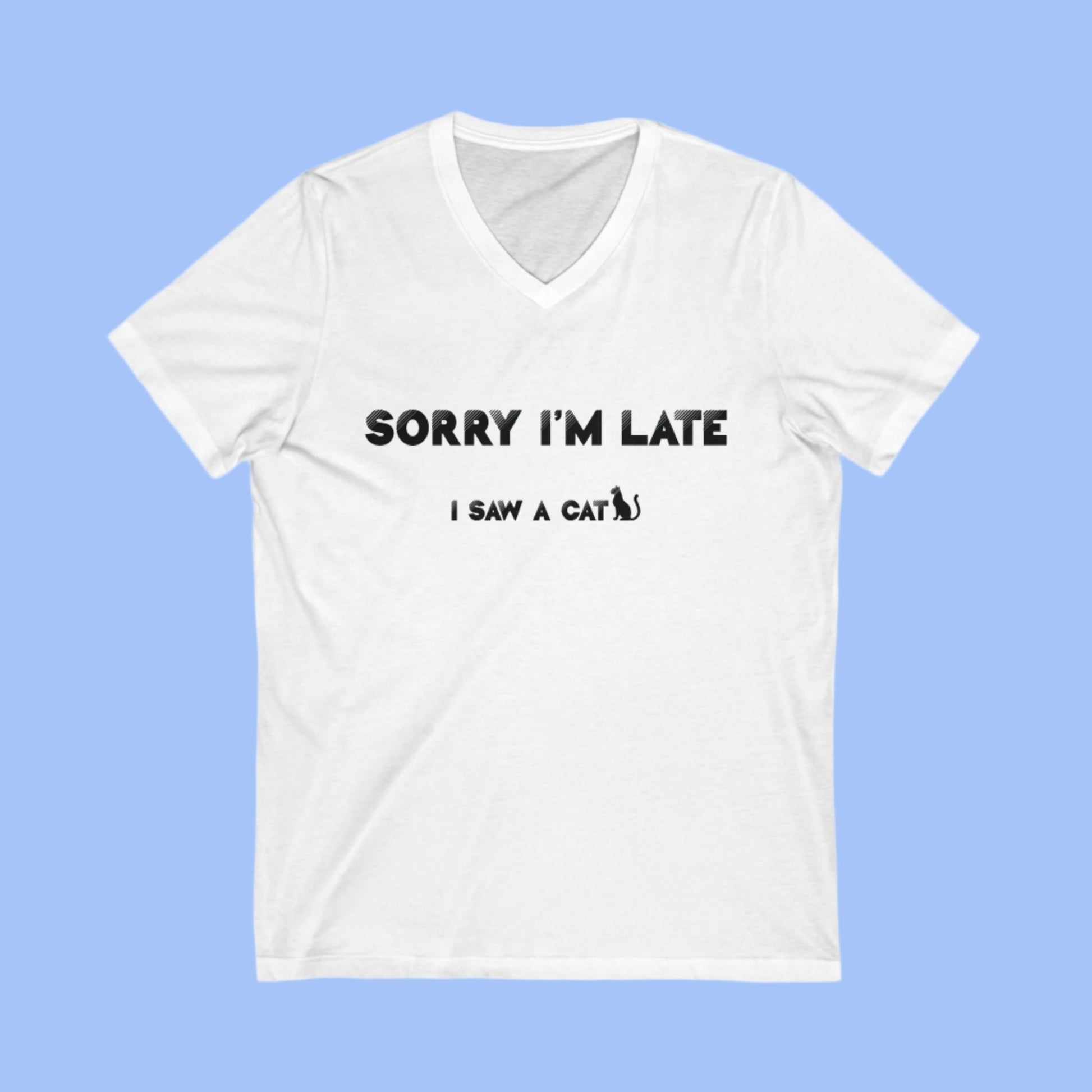 White_I Saw A Cat V-Neck Unisex T-Shirt