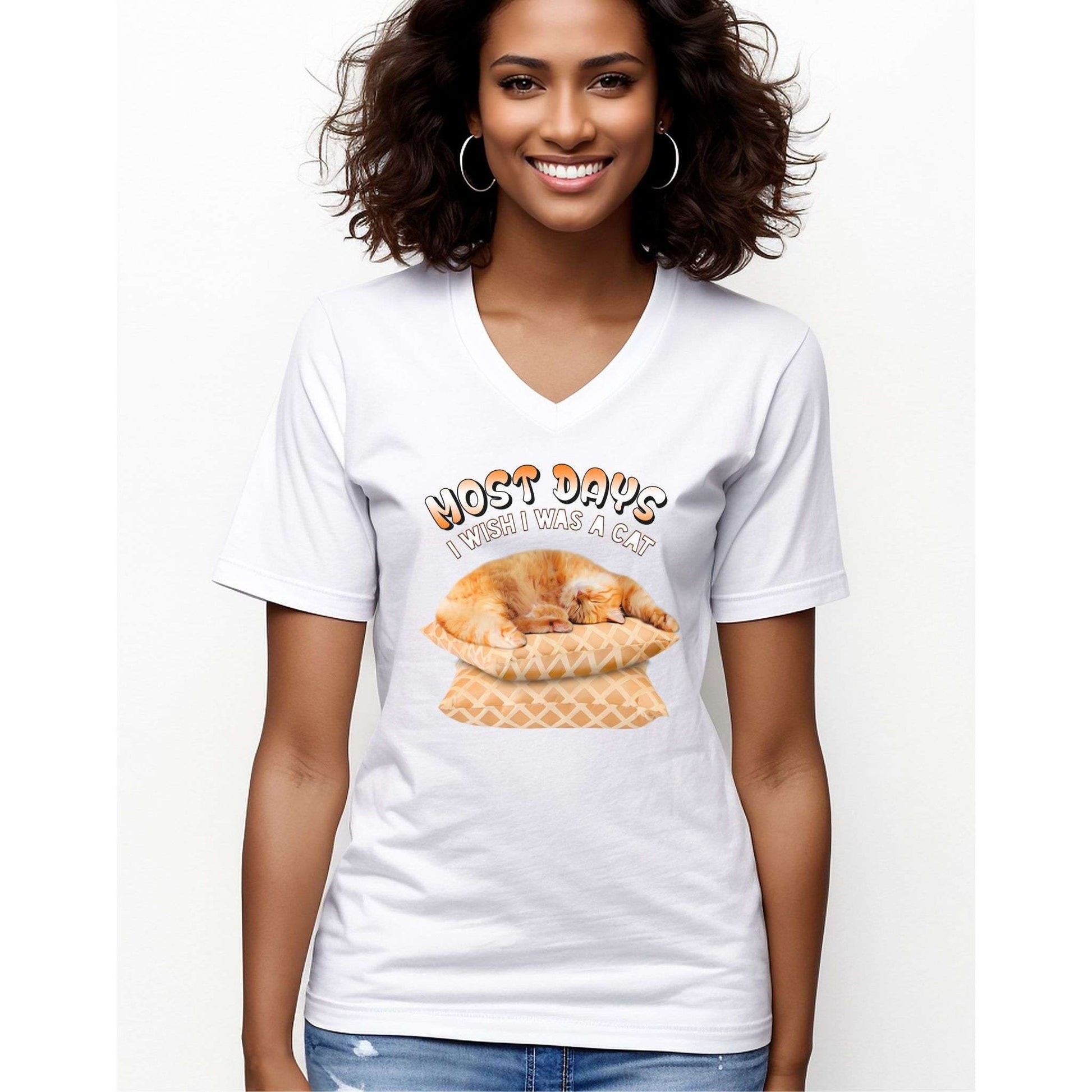 White Most Days I Wish I Was A Cat T-Shirt Unisex V-Neck