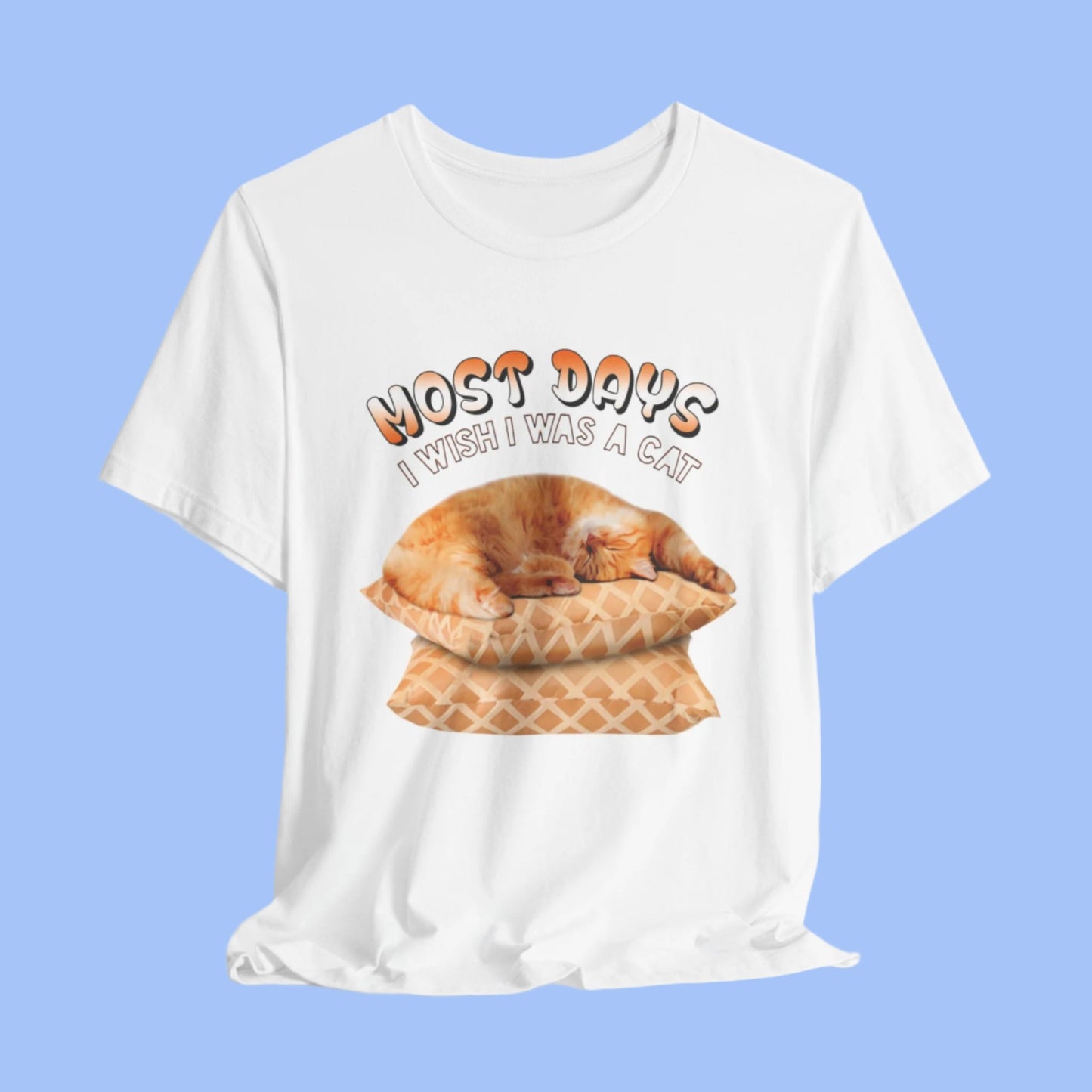 White Most Days Cat T-Shirt Unisex Crew Neck