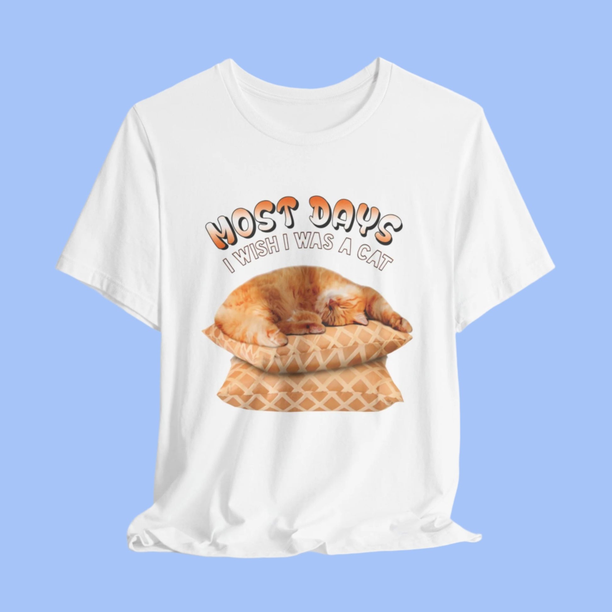 White Most Days Cat T-Shirt Unisex Crew Neck