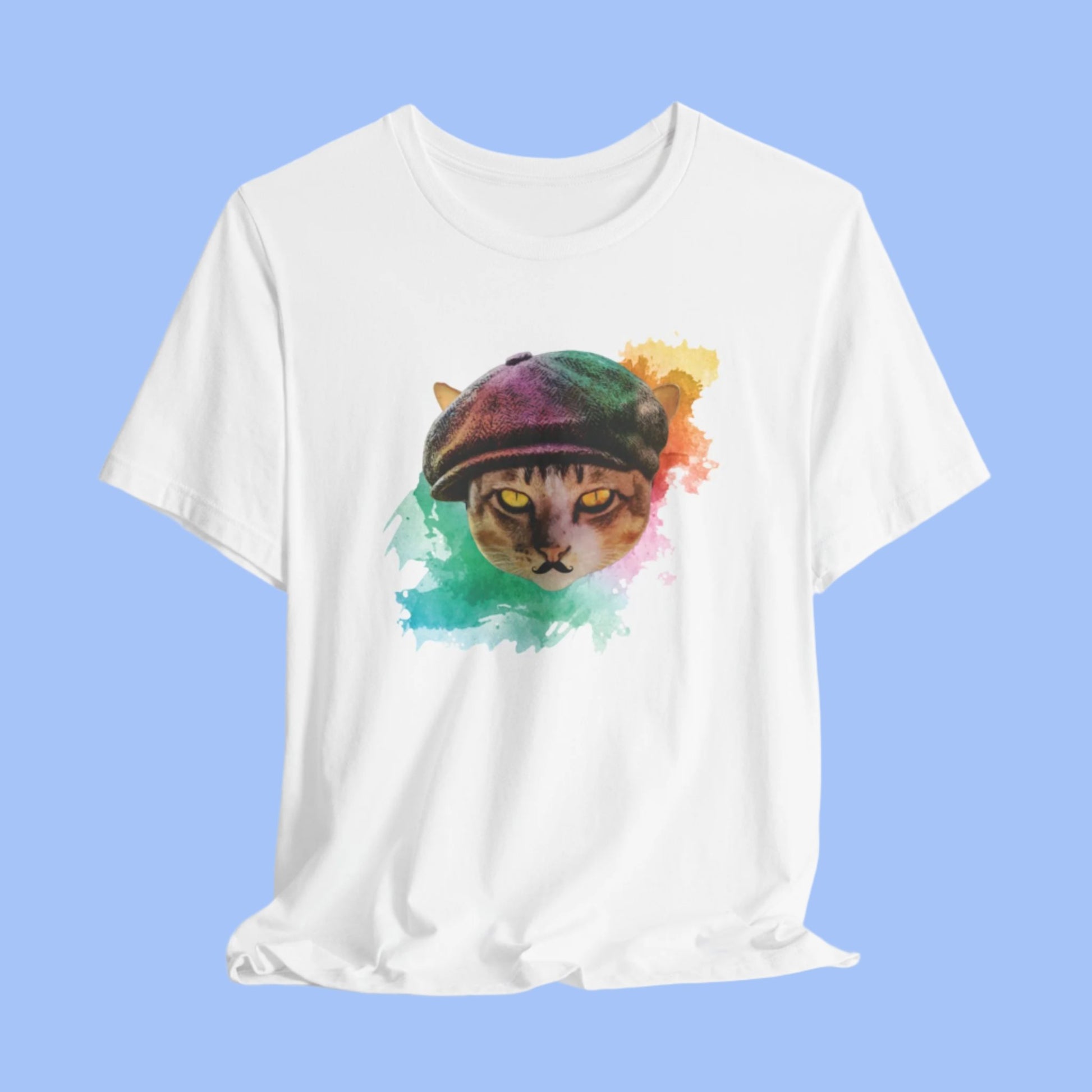 White Baker Boy Cat T-Shirt Unisex Crew Neck