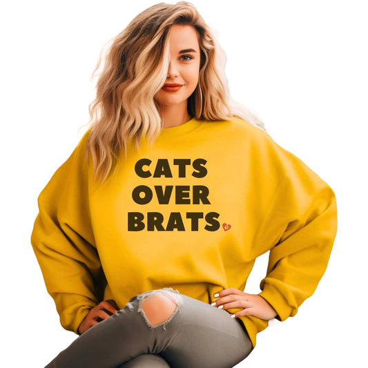 Gold Cats Over Brats Crewneck Unisex Sweatshirt