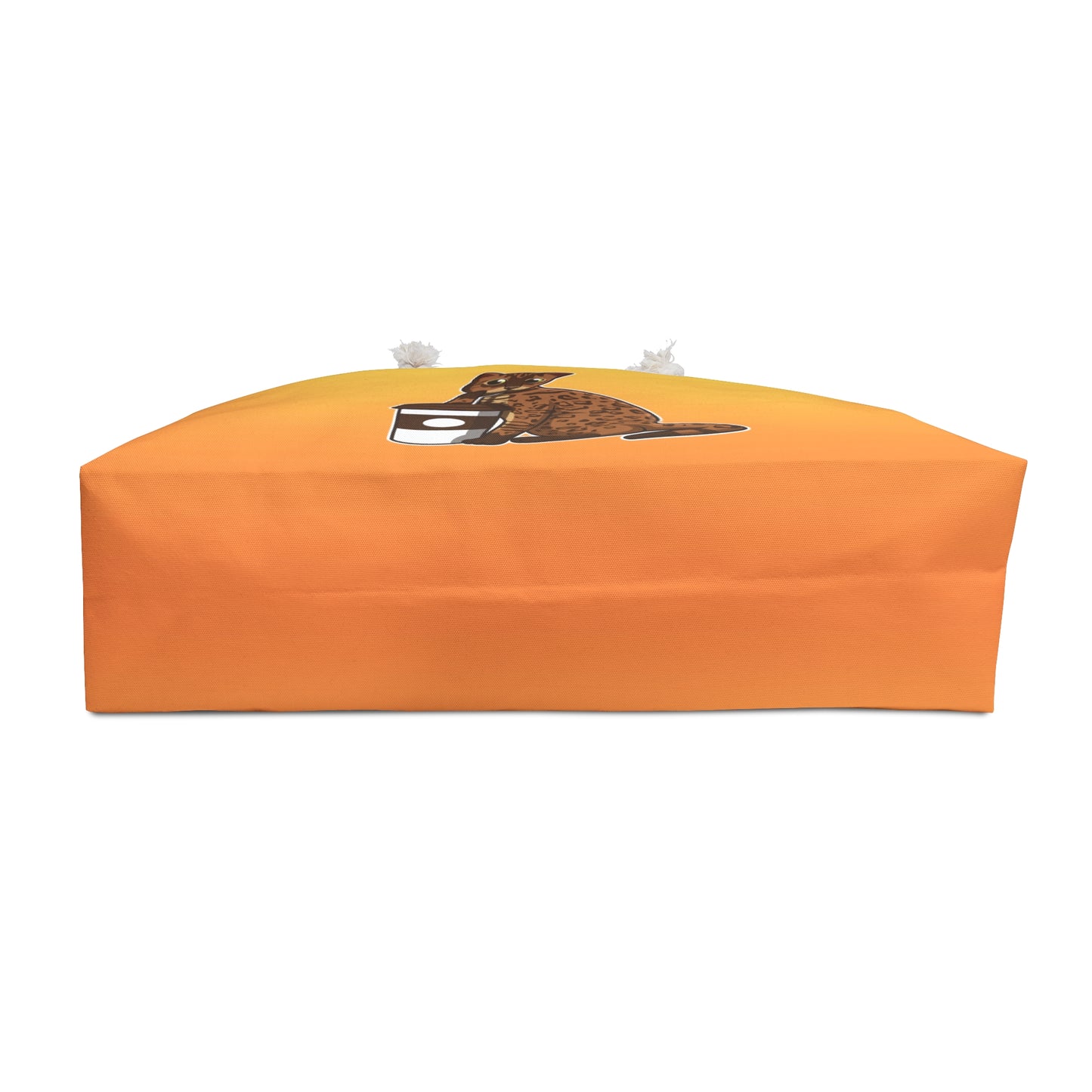 Yellow Weekender Tote bag with a cartoon Bengal cat
