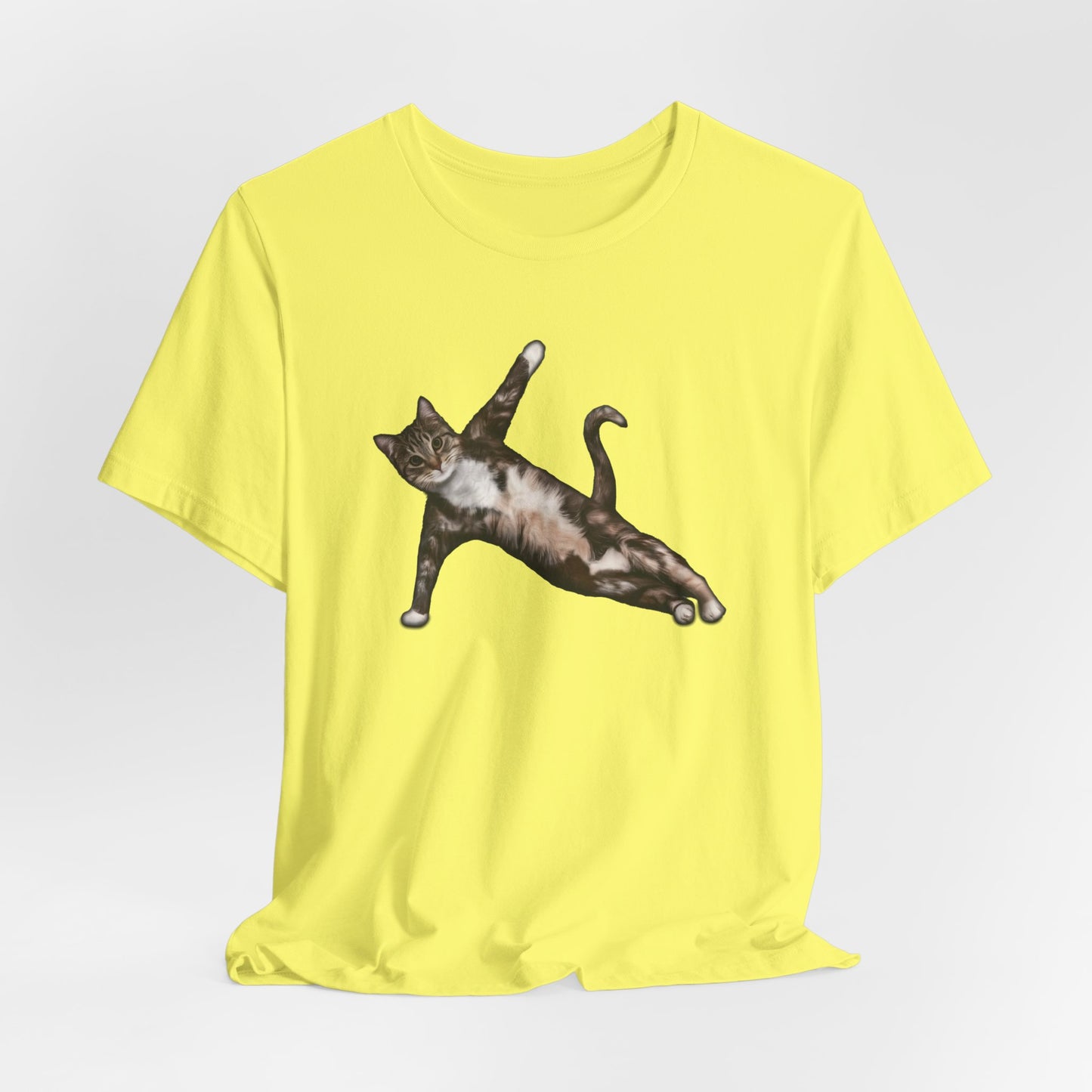 Yellow Yoga Pose Cat T-Shirt Unisex Crew Neck