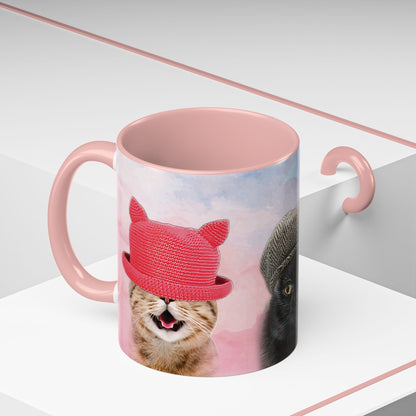 Mug with cats wearing hats design. 