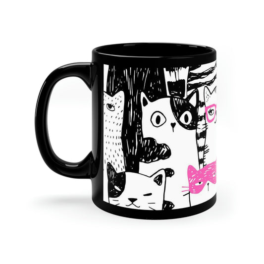 Cat Parade Mug (Black)