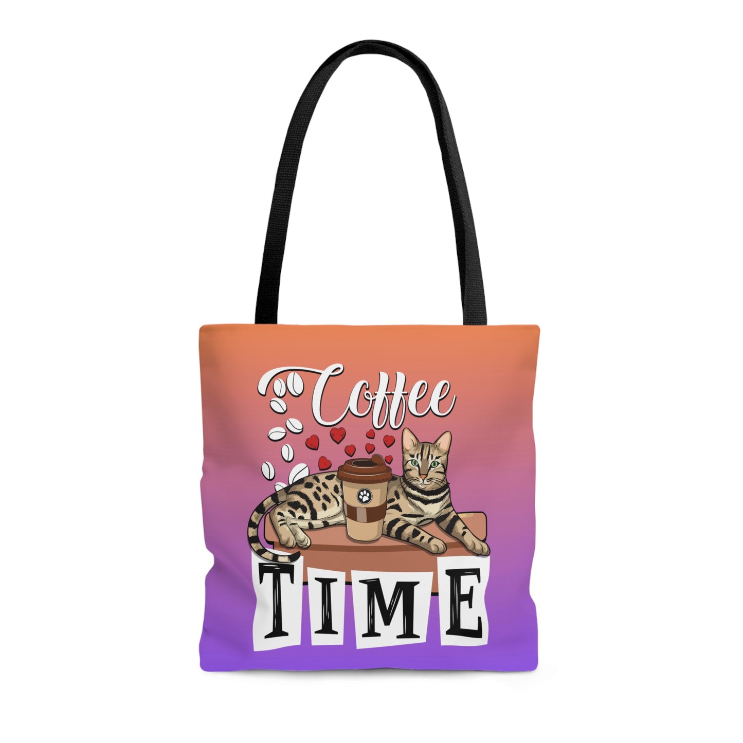 C☕ffee Beans & Love Hearts Tote Bag (Purple)