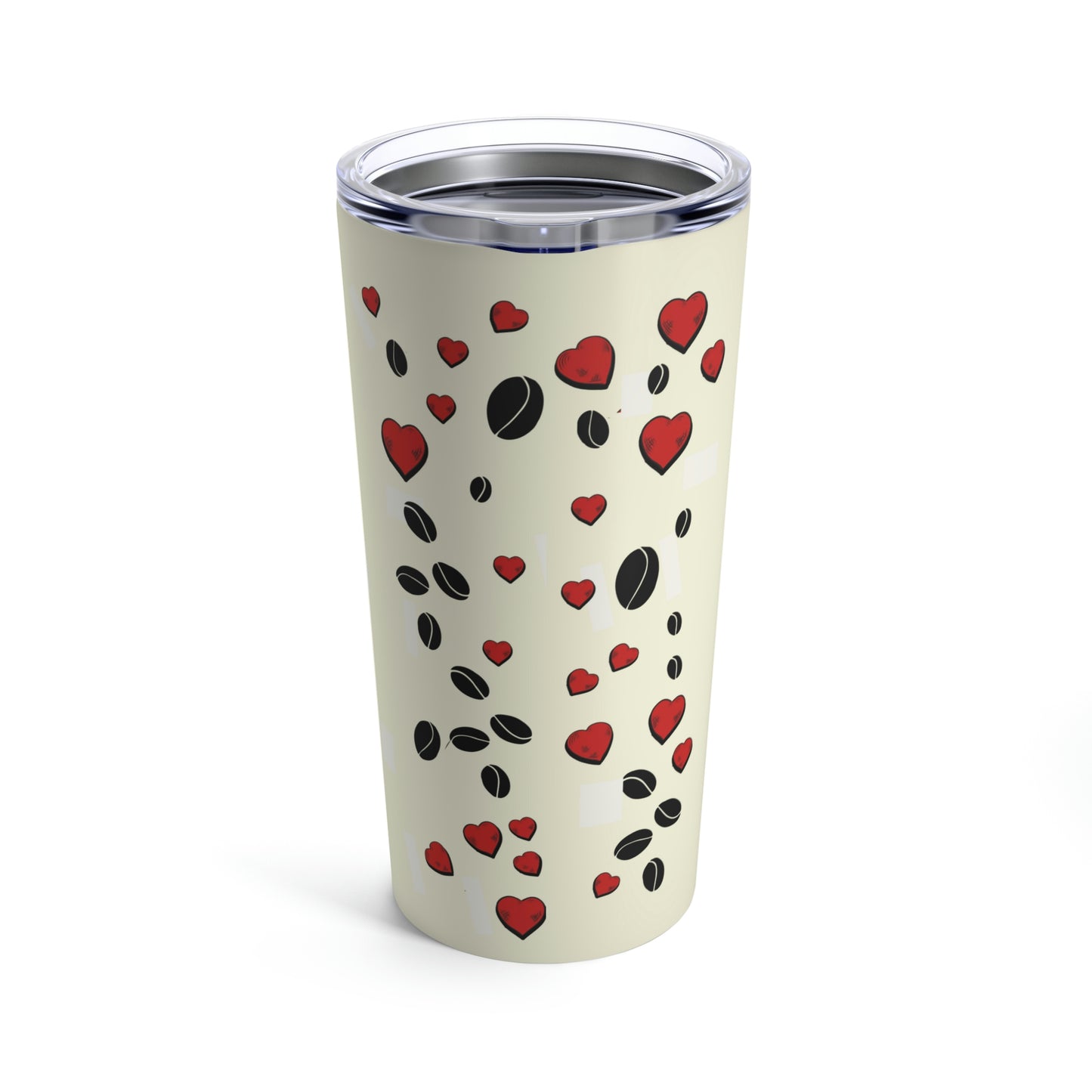 Coffee Beans & Love Hearts Cream Tumbler 20oz