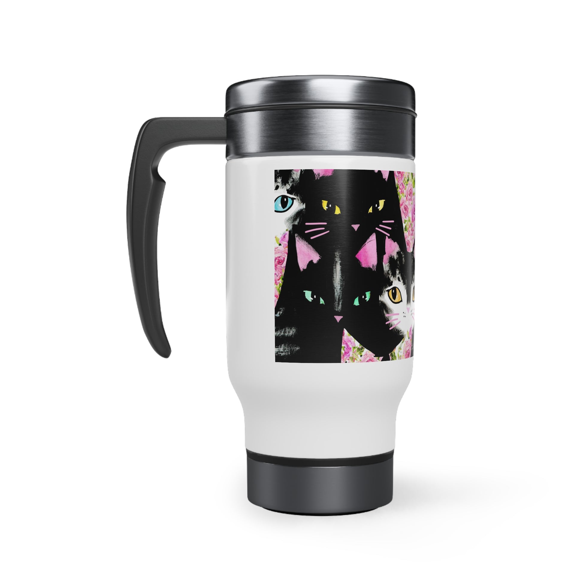 Cats & Roses Insulated Travel Mug Multicolored 14oz