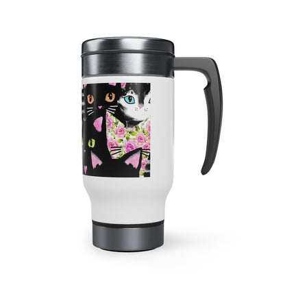 Cats & Roses Insulated Travel Mug Multicolored 14oz