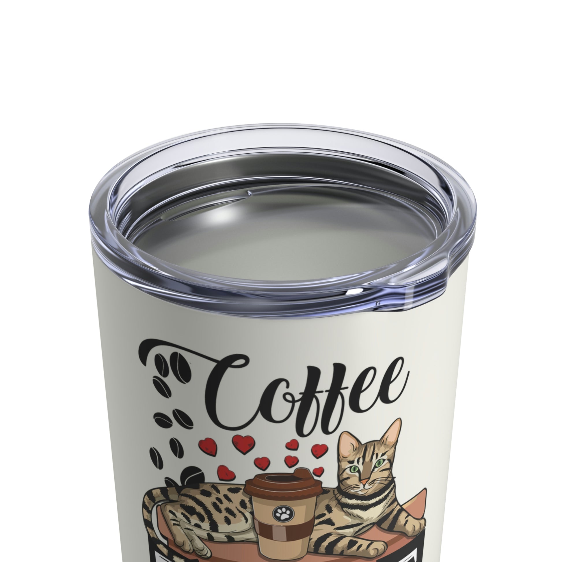 Coffee Beans & Love Hearts Bengal Cat Small Travel Tumbler 10oz