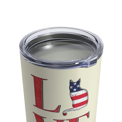 LOVE USA Cat Silhouette Stars & Stripes USA Small Tumbler 10oz