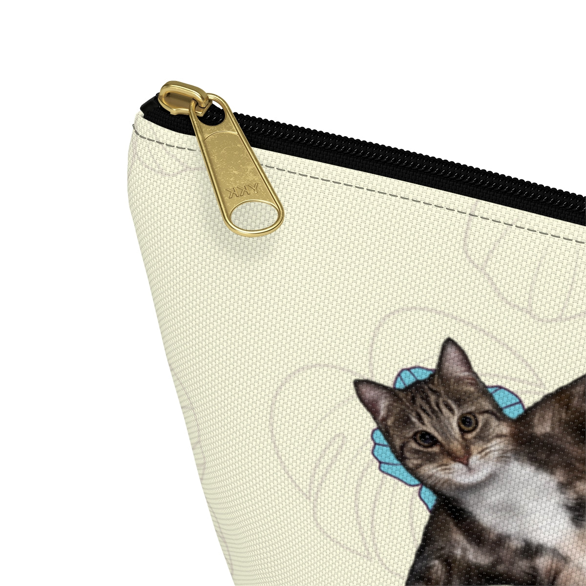Yoga Pose accessory bag featuring a cat in a yoga pose and vibrant floral design. Cosmetic, makeup, toiletry, travel, pencil case & everyday bag for cat lovers.