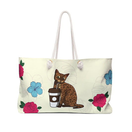 Drinking Cat Weekender Bag (Cream)