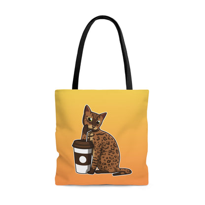 Drinking Cat Tote Bag (Yellow)