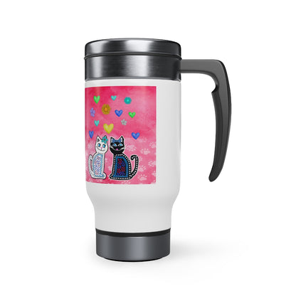 Hearts Travel Mug with Handle, 14oz